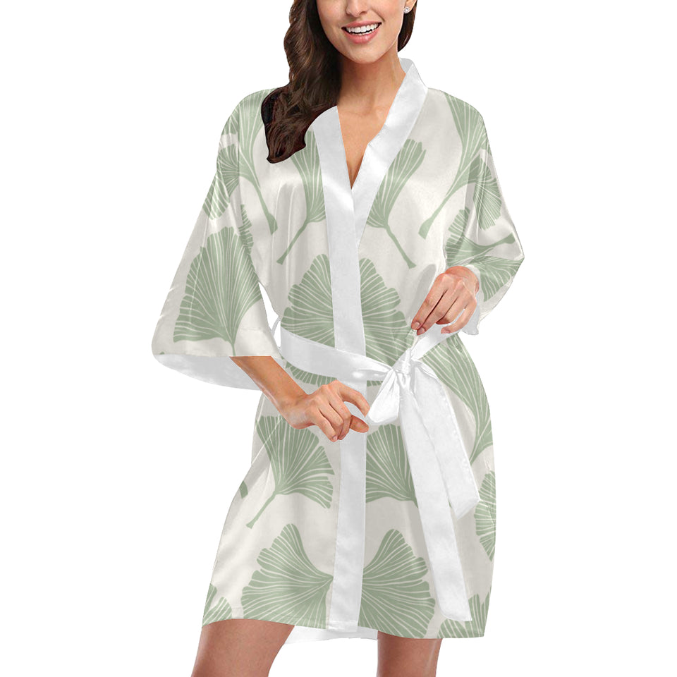Ginkgo leaves pattern Women's Short Kimono Robe