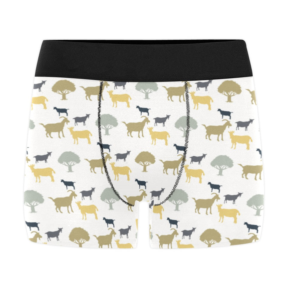 Silhouettes of goat and tree pattern Men's All Over Print Boxer Briefs Men's Underwear