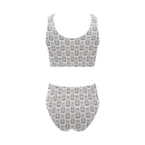 Hippopotamus Pattern Print Design 05 Chest Bowknot High Waisted Bikini Swimsuit
