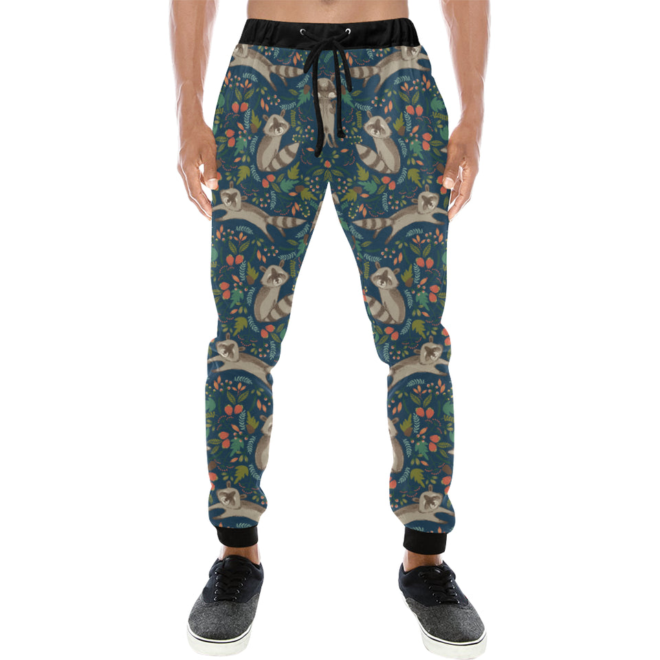 Raccoon tropical leaves pattern Unisex Casual Sweatpants