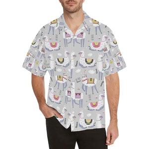 Cute Llama Alpaca pattern Men's All Over Print Hawaiian Shirt