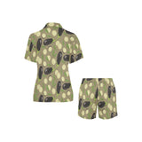 Eggplant Pattern Print Design 02 Women's V-Neck Short Pajama Set