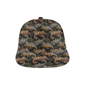 Chameleon lizard tropical leaves palm tree All Over Print Snapback Cap