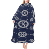 nautical steering wheel design pattern Blanket Robe with Sleeves