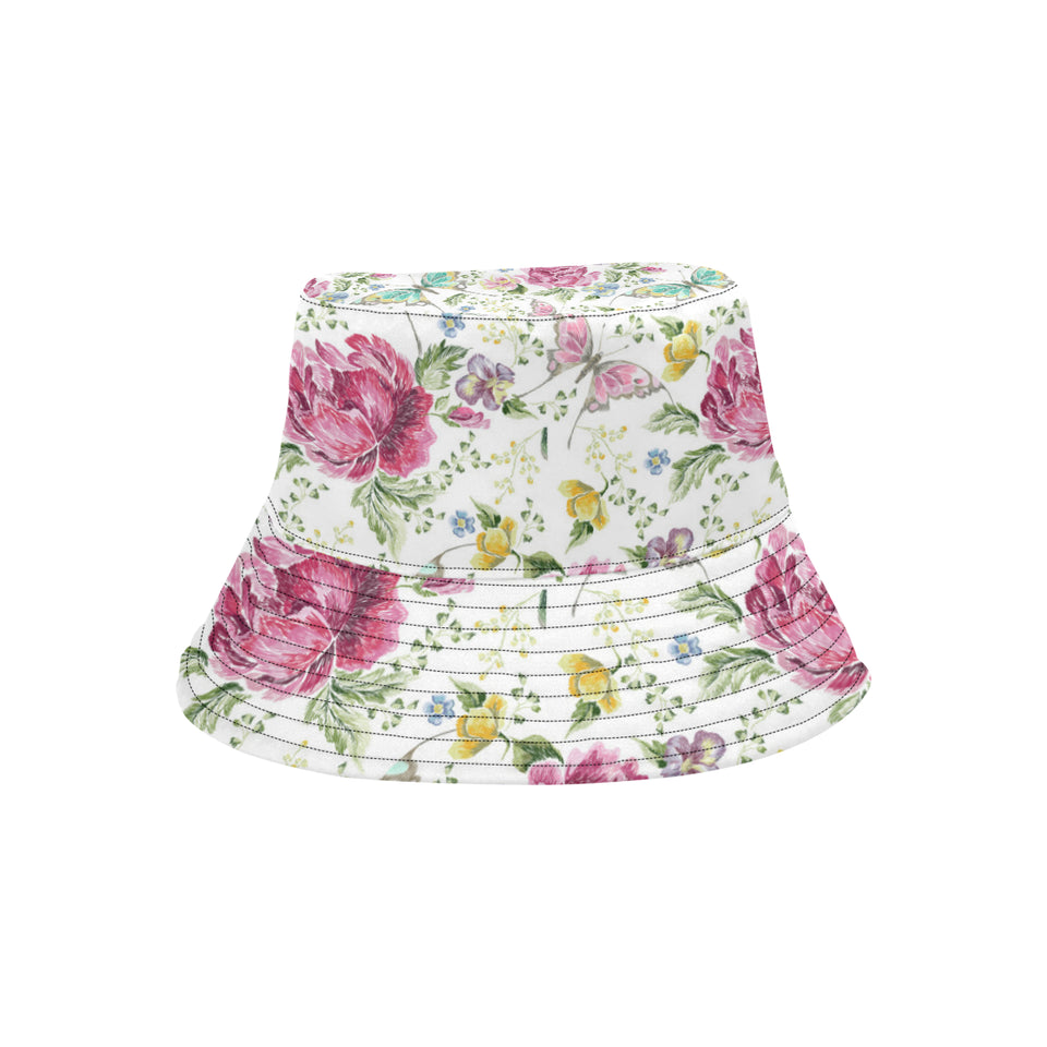 Hand drawn butterfly rose Unisex Bucket Hat