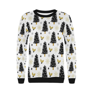 Christmas tree holly snow star pattern Women's Crew Neck Sweatshirt