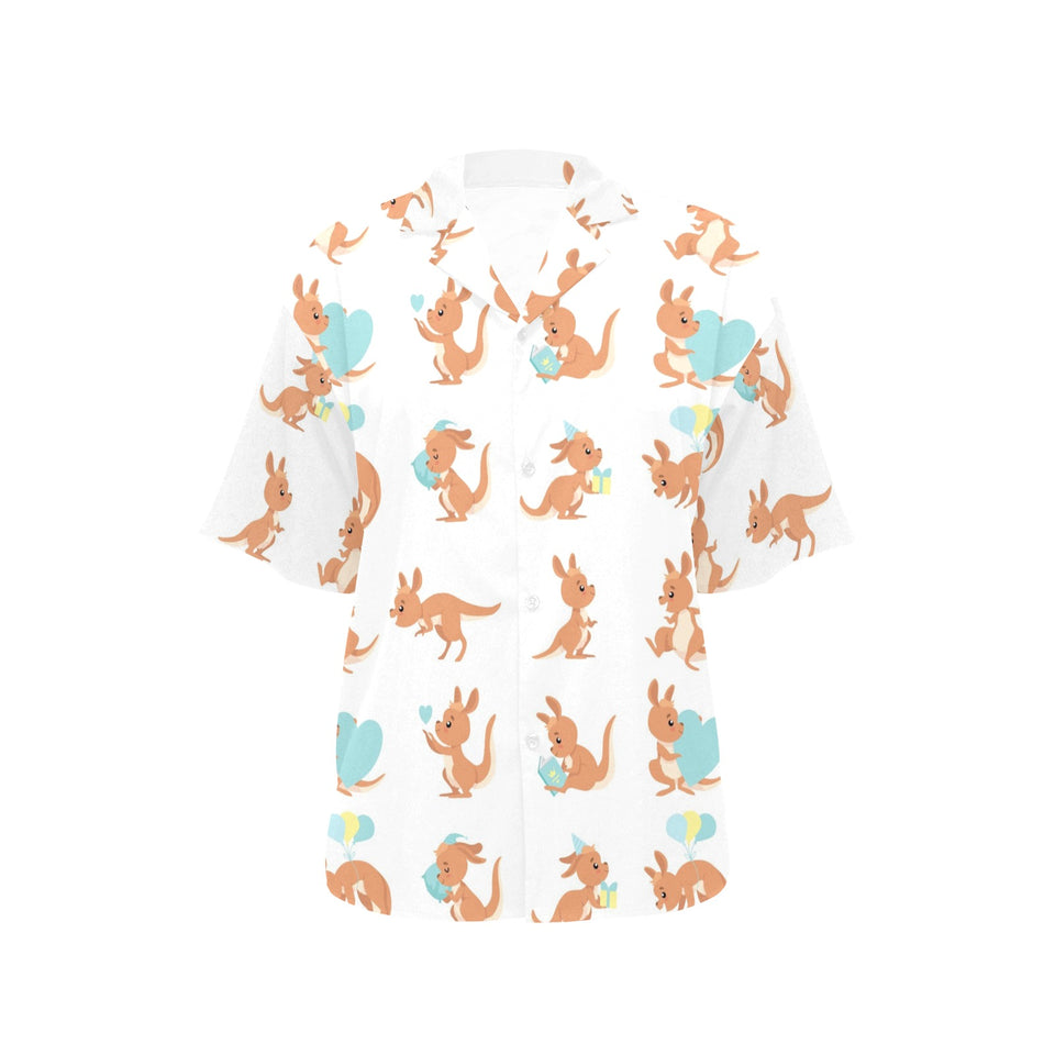 Cute Kangaroo pattern Women's All Over Print Hawaiian Shirt