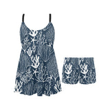 Coral Reef Pattern Print Design 05 Chest Sexy Pleated Two Piece Swim Dress