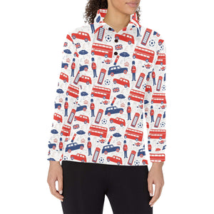 British Pattern Print Design 03 Women's Long Sleeve Polo Shirt