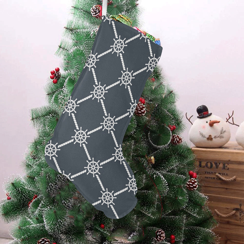 nautical steering wheel rope pattern Christmas Stocking
