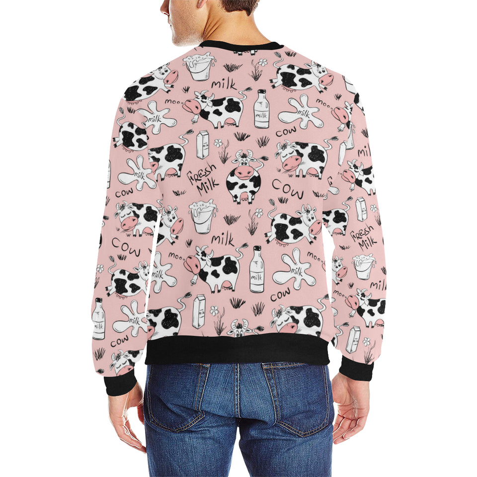 Cows milk product pink background Men's Crew Neck Sweatshirt