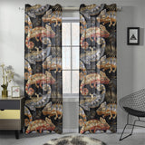 Chameleon lizard tropical leaves palm tree Gauze Curtain