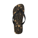 Gold peacock feather pattern Unisex Flip Flops