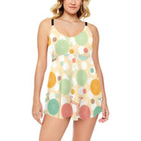 Bicycle Pattern Print Design 01 Chest Sexy Pleated Two Piece Swim Dress