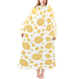 Potato Chips Pattern Print Design 03 Blanket Robe with Sleeves