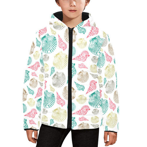 Colorful shell pattern Kids' Boys' Girls' Padded Hooded Jacket