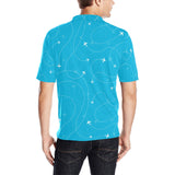 Airplane destinations blue background Men's All Over Print Polo Shirt