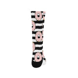Donuts pink icing striped pattern Crew Socks
