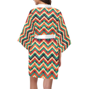 zigzag  chevron colorful pattern Women's Short Kimono Robe