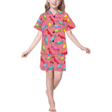 Colorful wrapped candy pattern Kids' Boys' Girls' V-Neck Short Pajama Set
