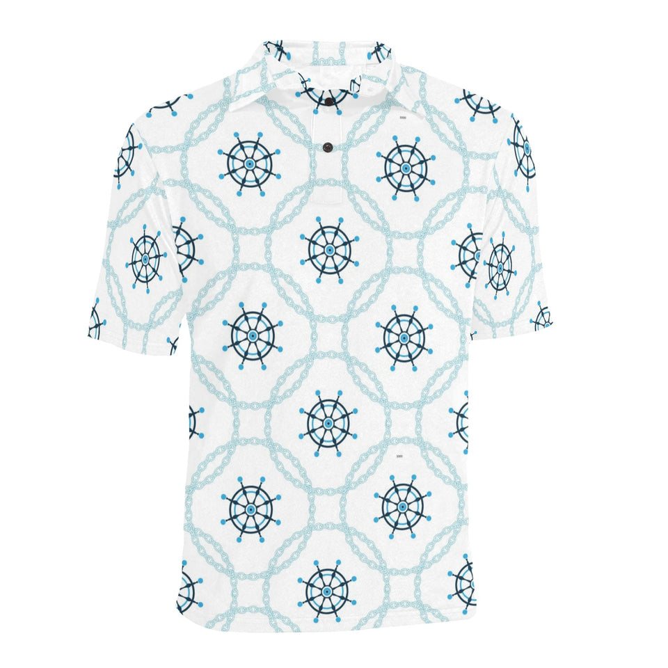 nautical steering wheel chain Men's All Over Print Polo Shirt