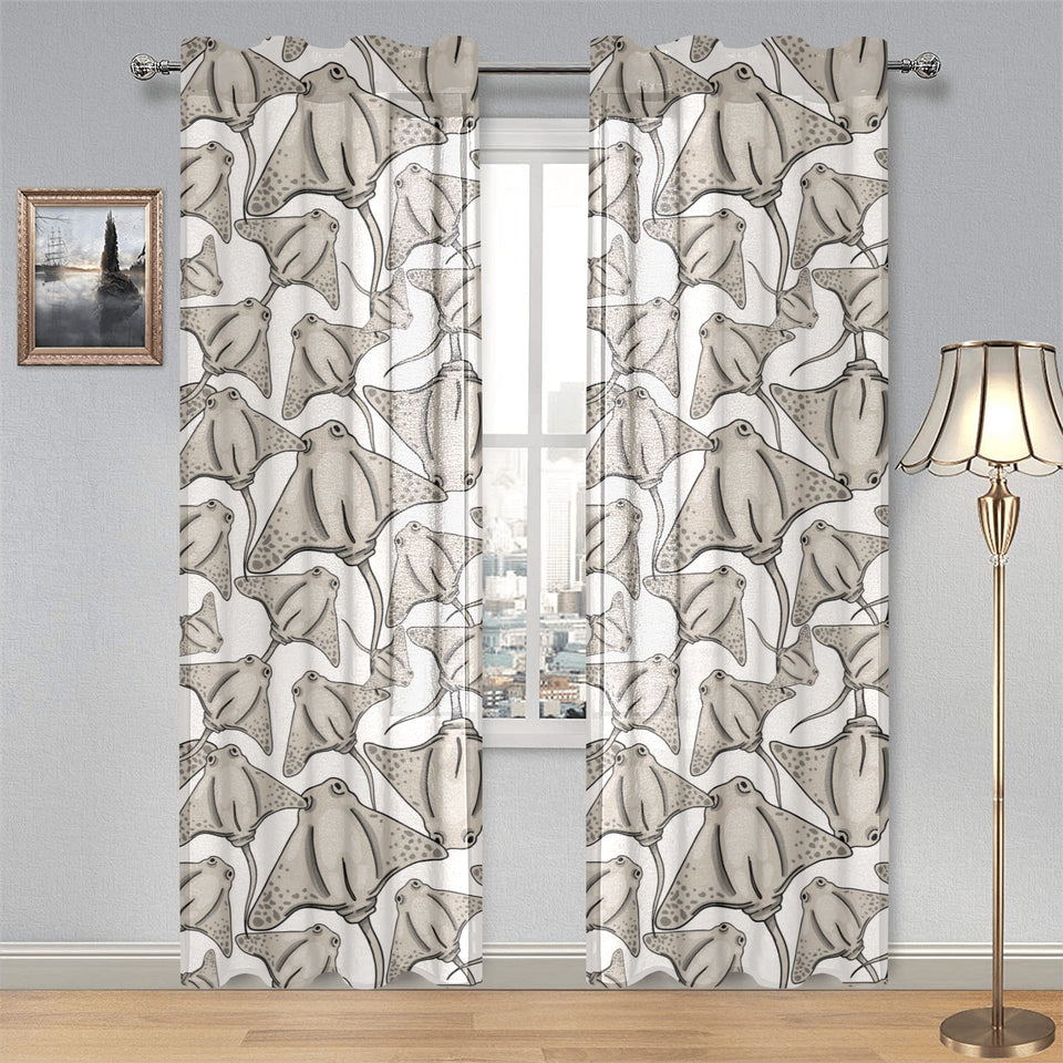 Stingray Pattern Print Design 05 Gauze Curtain