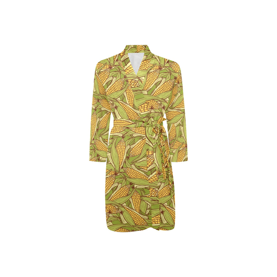 Corn Pattern Print Design 01 Men's Long Sleeve Belted Night Robe