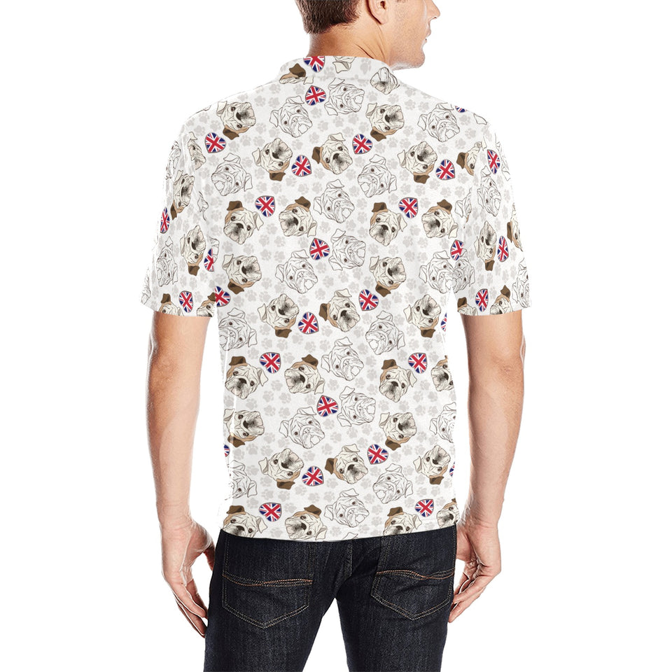 English Bulldog Pattern Print Design 01 Men's All Over Print Polo Shirt