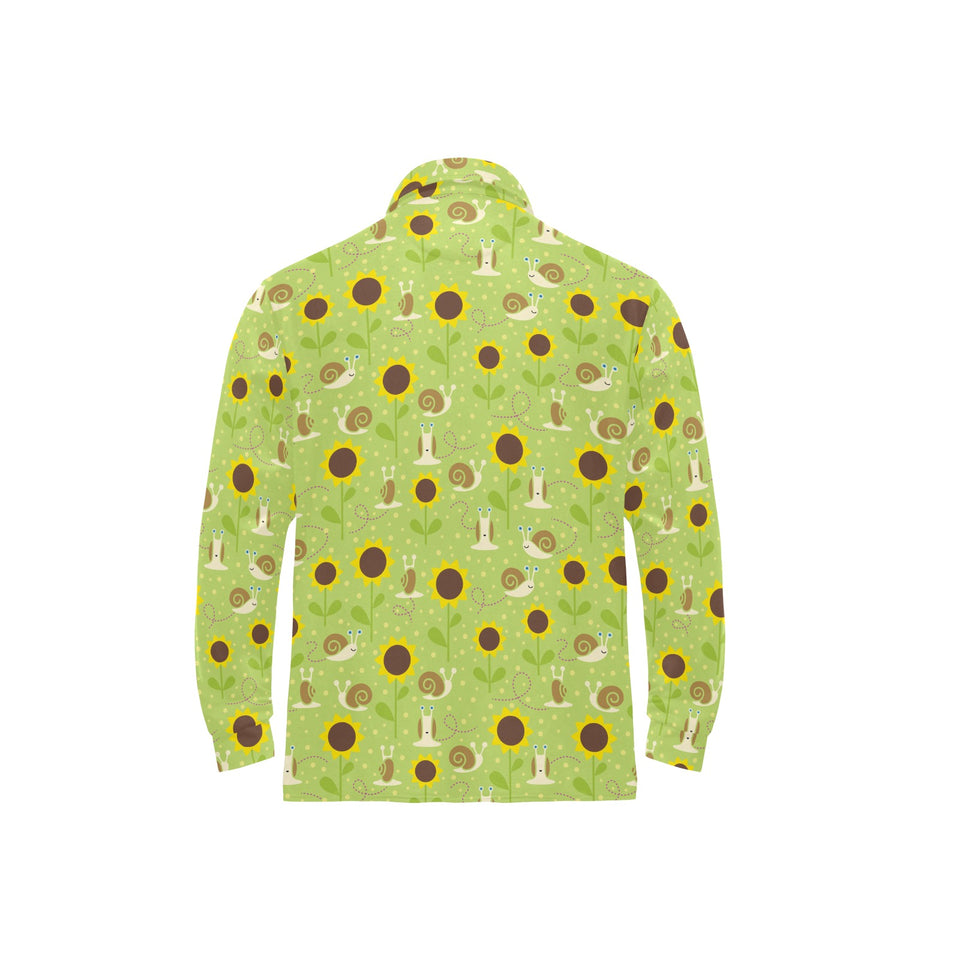 Snail Pattern Print Design 01 Men's Long Sleeve Polo Shirt