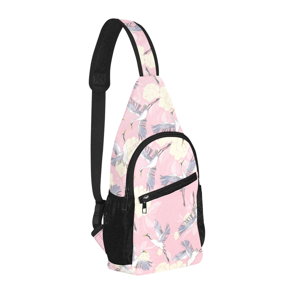 Japanese crane rose pattern All Over Print Chest Bag