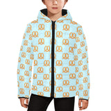 Pretzels Pattern Print Design 03 Kids' Boys' Girls' Padded Hooded Jacket