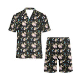 Hummingbird Pattern Print Design 03 Men's V-Neck Short Pajama Set