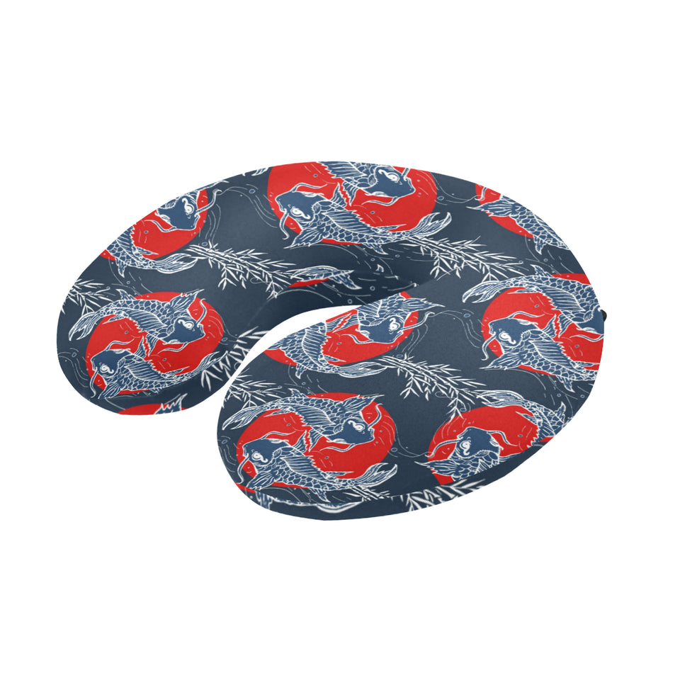 Koi Fish Carp Fishs hand drawn japanese art U-Shaped Travel Neck Pillow