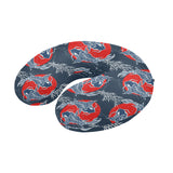 Koi Fish Carp Fishs hand drawn japanese art U-Shaped Travel Neck Pillow
