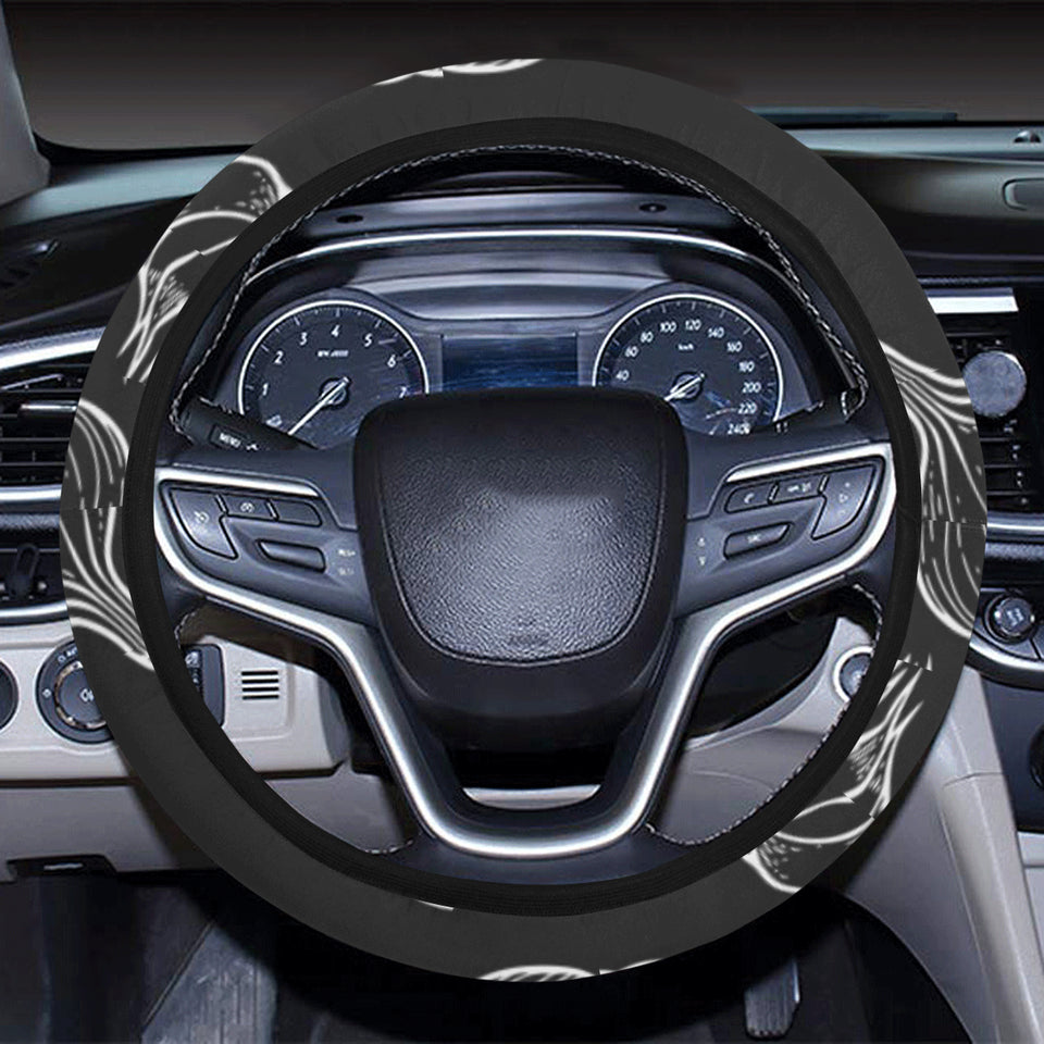 Garlic pattern black background Car Steering Wheel Cover