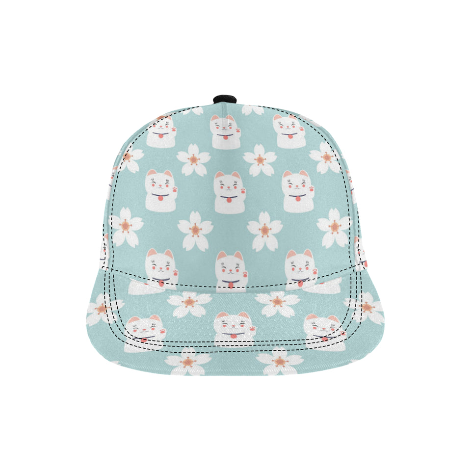 Maneki neko cat sakura All Over Print Snapback Cap