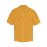 Orange traditional indian element pattern Men's All Over Print Hawaiian Shirt