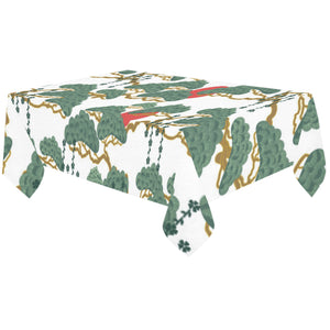 Bonsai red sun japanese pattern Tablecloth