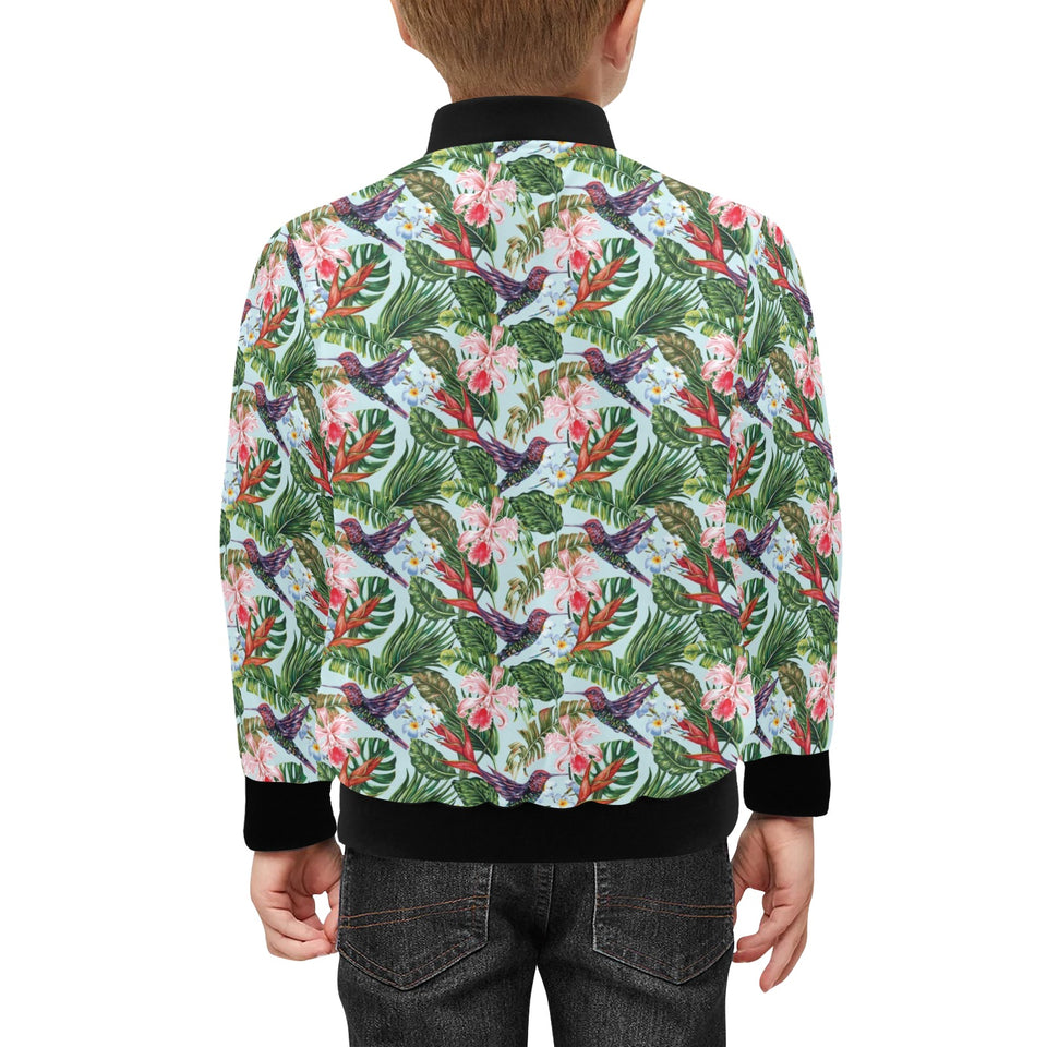 Hummingbird Pattern Print Design 05 Kids' Boys' Girls' Bomber Jacket