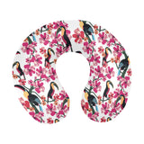 Toucan flower design pattern U-Shaped Travel Neck Pillow