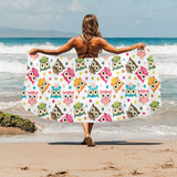 Color cute owl pattern Beach Towel