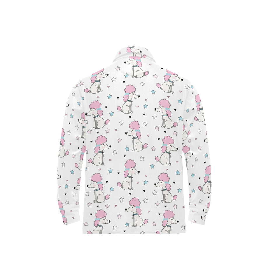 Cute poodle dog star pattern Men's Long Sleeve Polo Shirt