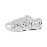 Crows floral wreath rabbit pattern Men's Low Top Canvas Shoes White