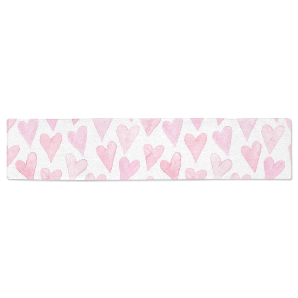 Watercolor pink heart pattern Table Runner