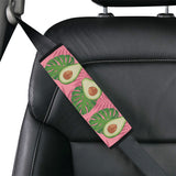 Avocado slices leaves pink back ground Car Seat Belt Cover