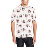 Cute pugs pink heart paw pattern Men's All Over Print Polo Shirt
