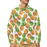 Pineapples design pattern Men's Long Sleeve Polo Shirt