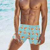 Fox pattern blue b ackground Men's Swimming Trunks