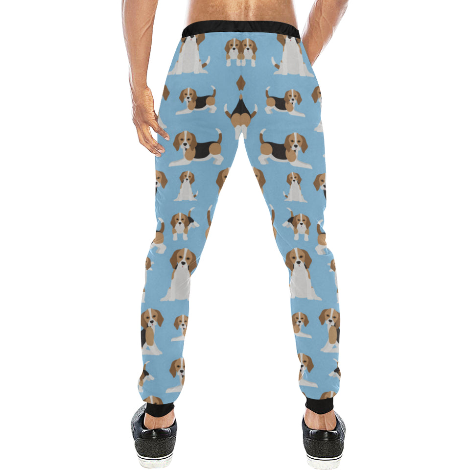 Beagle dog blue background pattern Unisex Casual Sweatpants