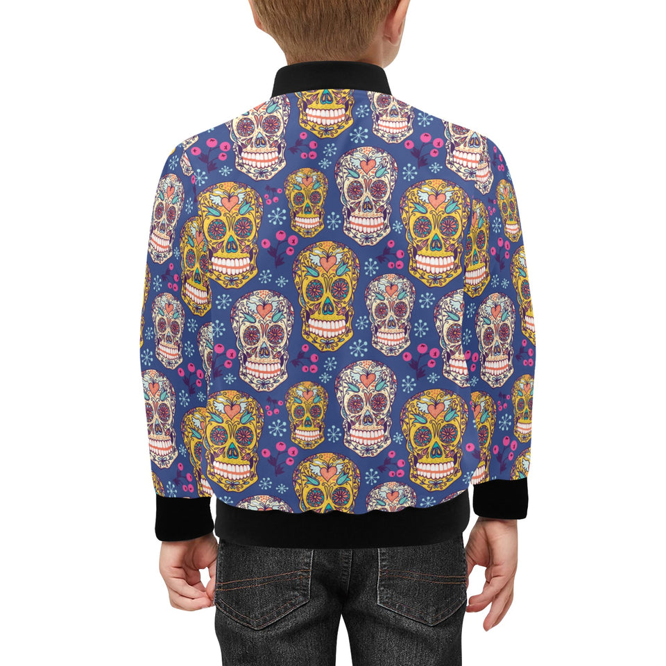 Sugar skull flower pattern Kids' Boys' Girls' Bomber Jacket